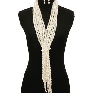 Cream Multi Layered Faux Pearl Necklace